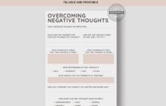 Challenging Negative Thoughts CBT Printable Worksheet Journal Inserts Planner Notebook Self Help Tool Therapy Mental Health Counseling Aid Etsy