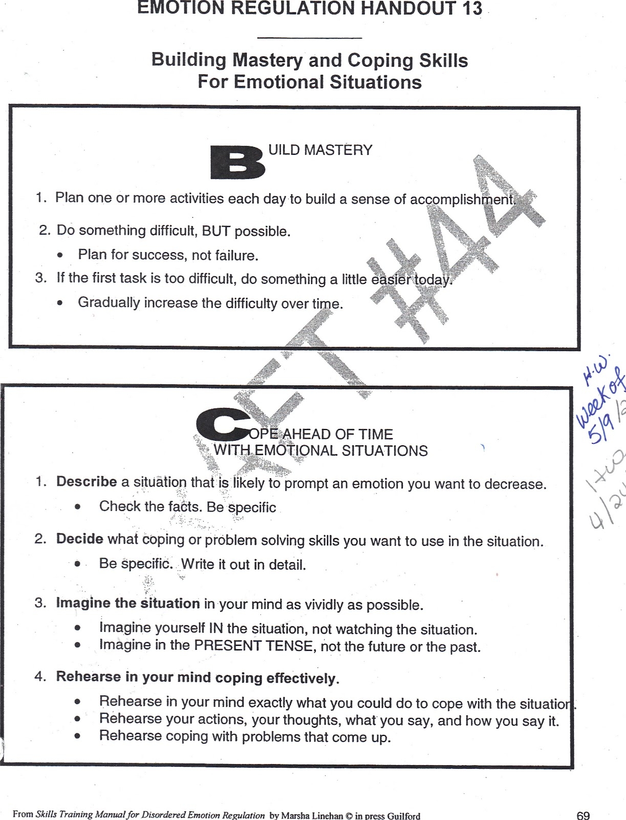 Cope Ahead Worksheet Dbt