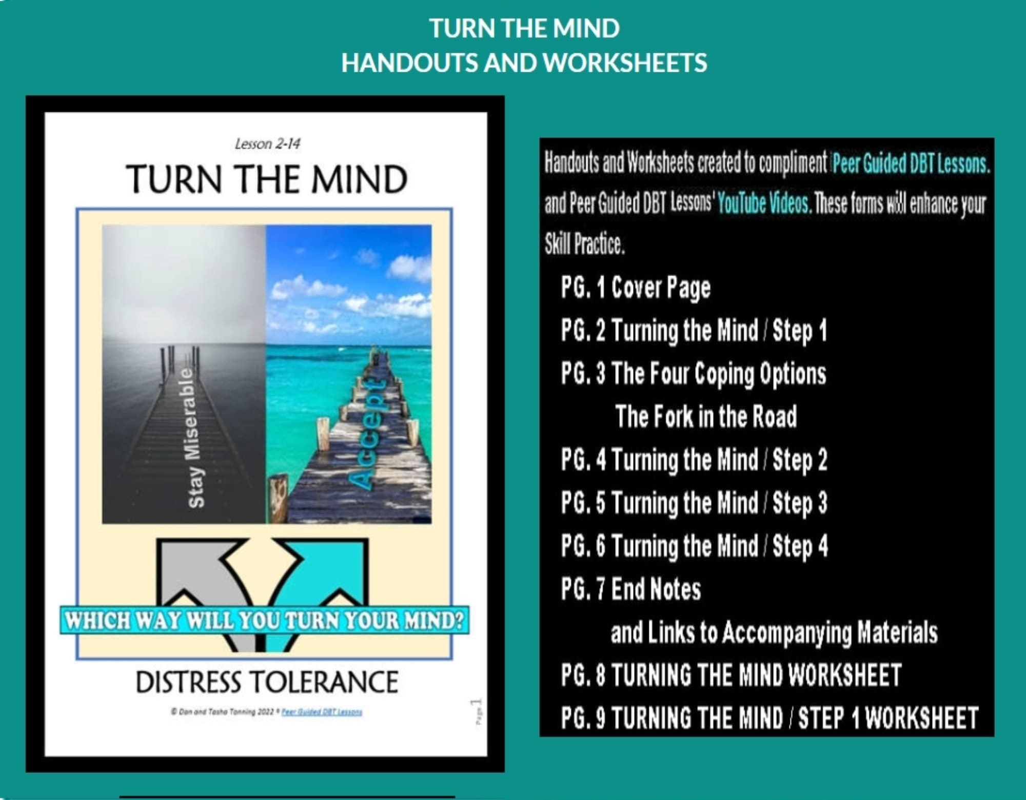 D B T LESSON 2 14 Distress Tolerance TURN The MIND Skill Worksheets And Handouts D B T Peer Guided Lessons Etsy Australia