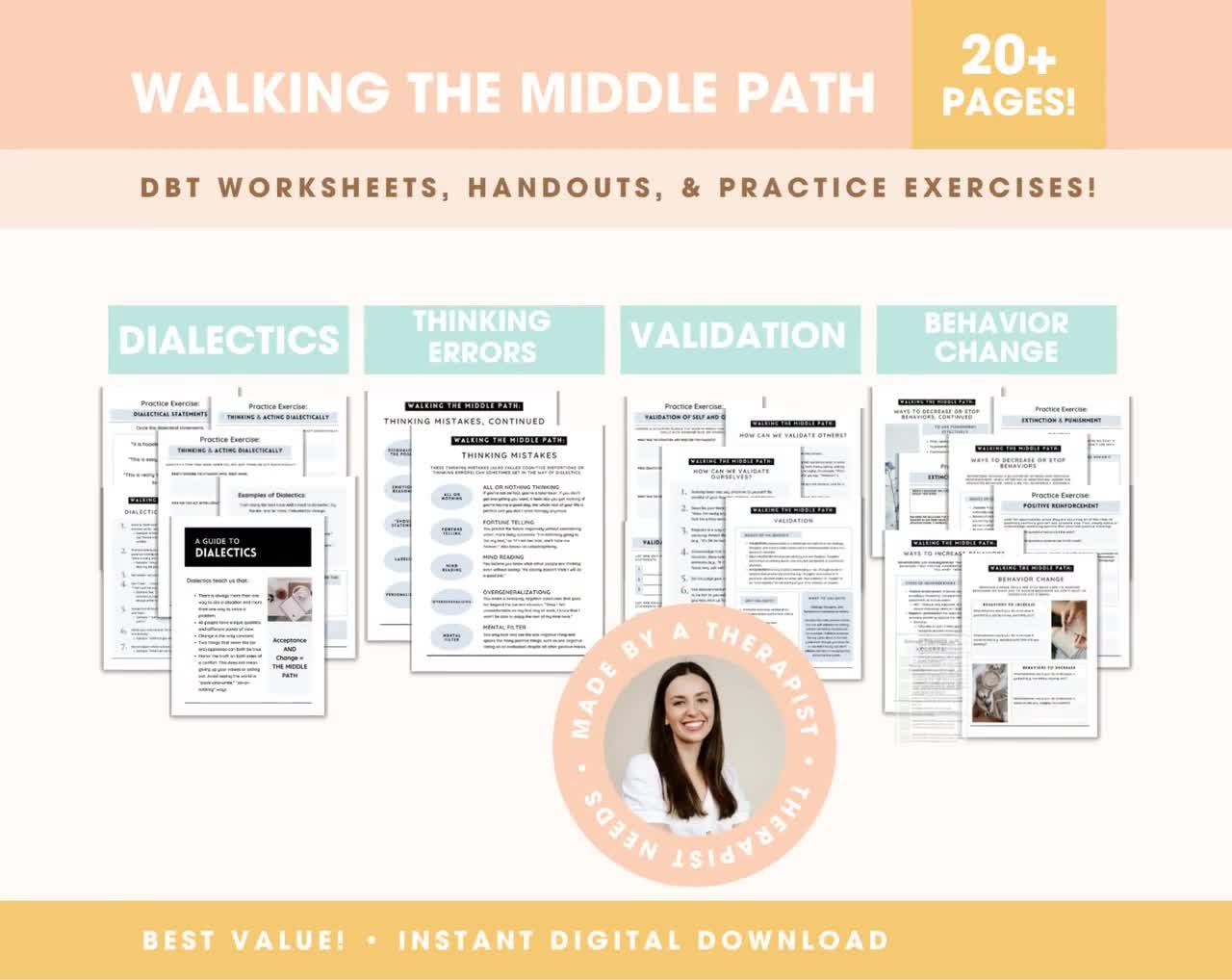 DBT Bundle Walking The Middle Path Worksheets Handouts DBT Skills Curriculum Therapy Sheets Counseling Bpd DBT Gifts Lcsw Lmft Etsy Israel