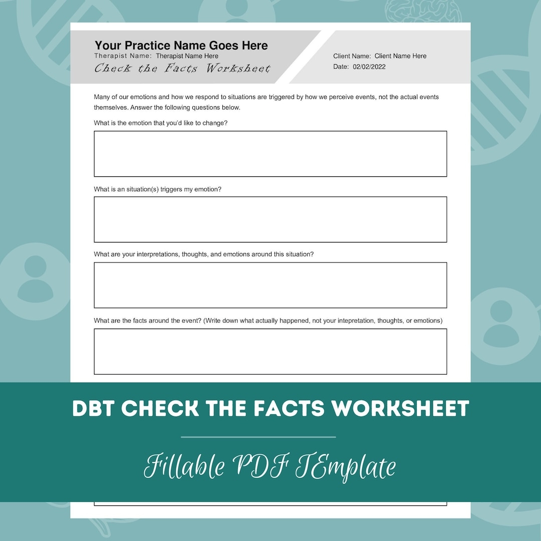 DBT Check The Facts Worksheet Editable Fillable PDF Template For Counselors Psychologists Social Workers Therapists Etsy