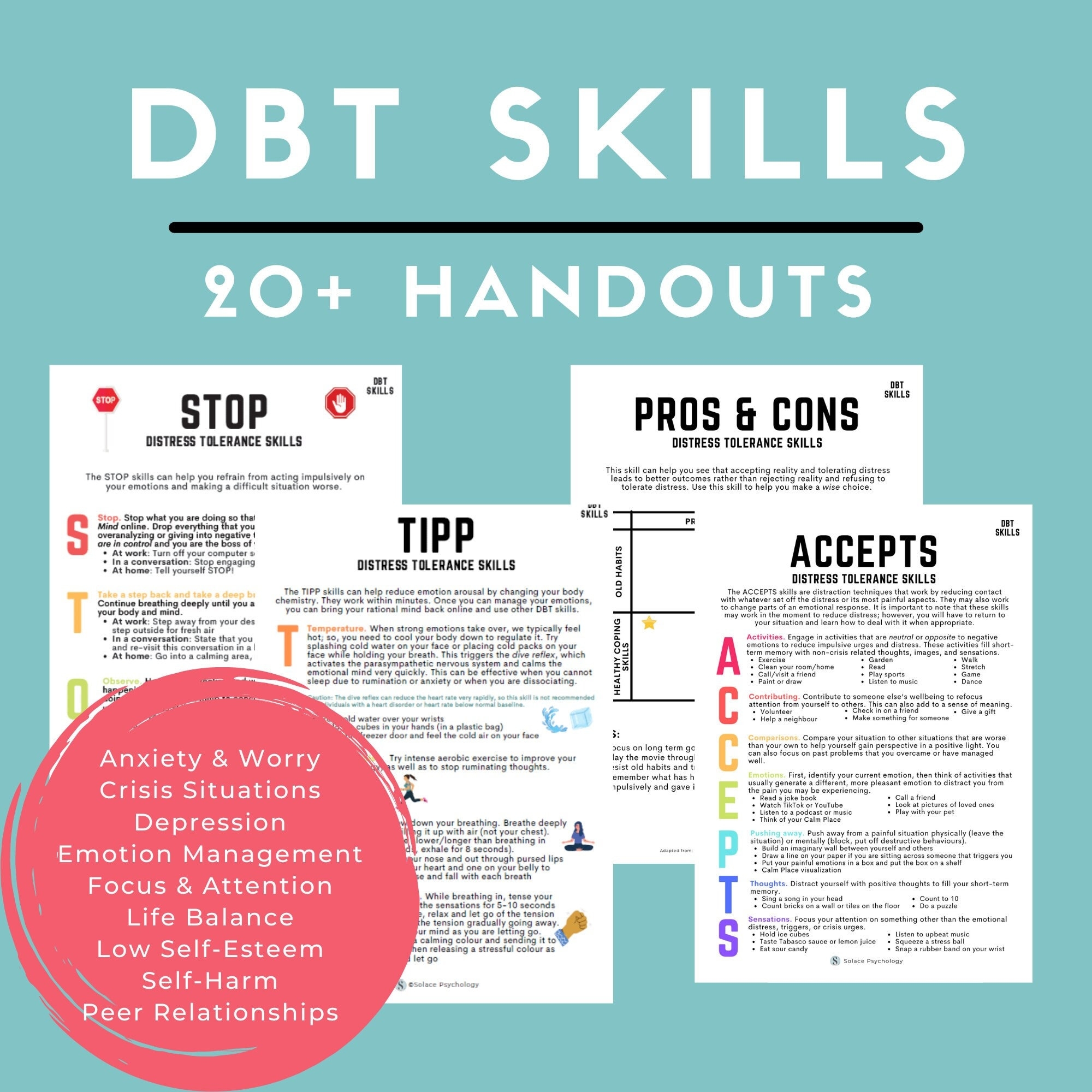DBT Dialectical Behavior Therapy Skills Workbook DBT Handouts Emotion Regulation DBT Bundle Therapy Handouts Etsy