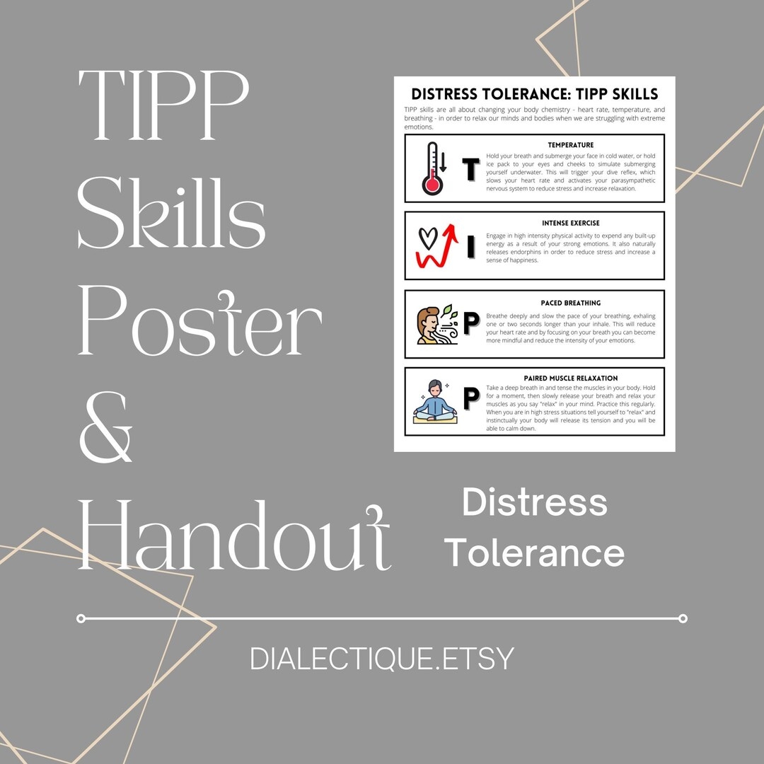 DBT Distress Tolerance TIPP Skills Poster And Handout Etsy