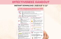 DBT Interpersonal Effectiveness Coping Skills Printable Handout Poster Dialectical Behavior Therapy Counseling Therapist Kids Teens Adults Etsy Israel