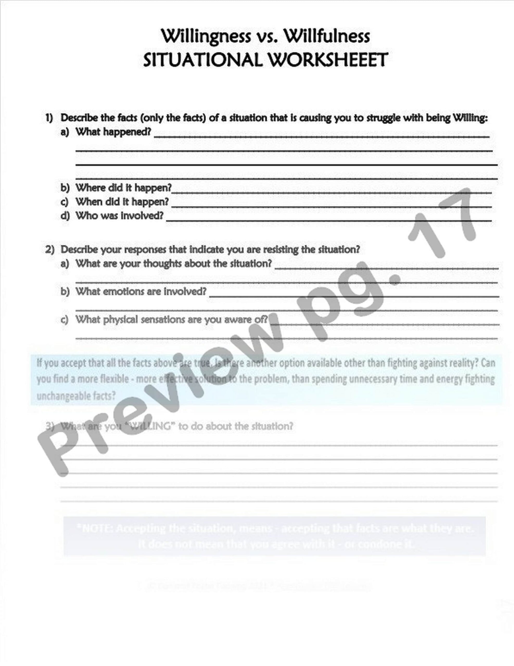 DBT LESSON 2 8 Willingness Vs Willfulness Worksheets And Handouts DBT Peer Guided Lessons Etsy