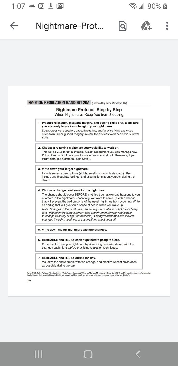 Dbt Nightmare Protocol Coping Skills Emotions Lettering