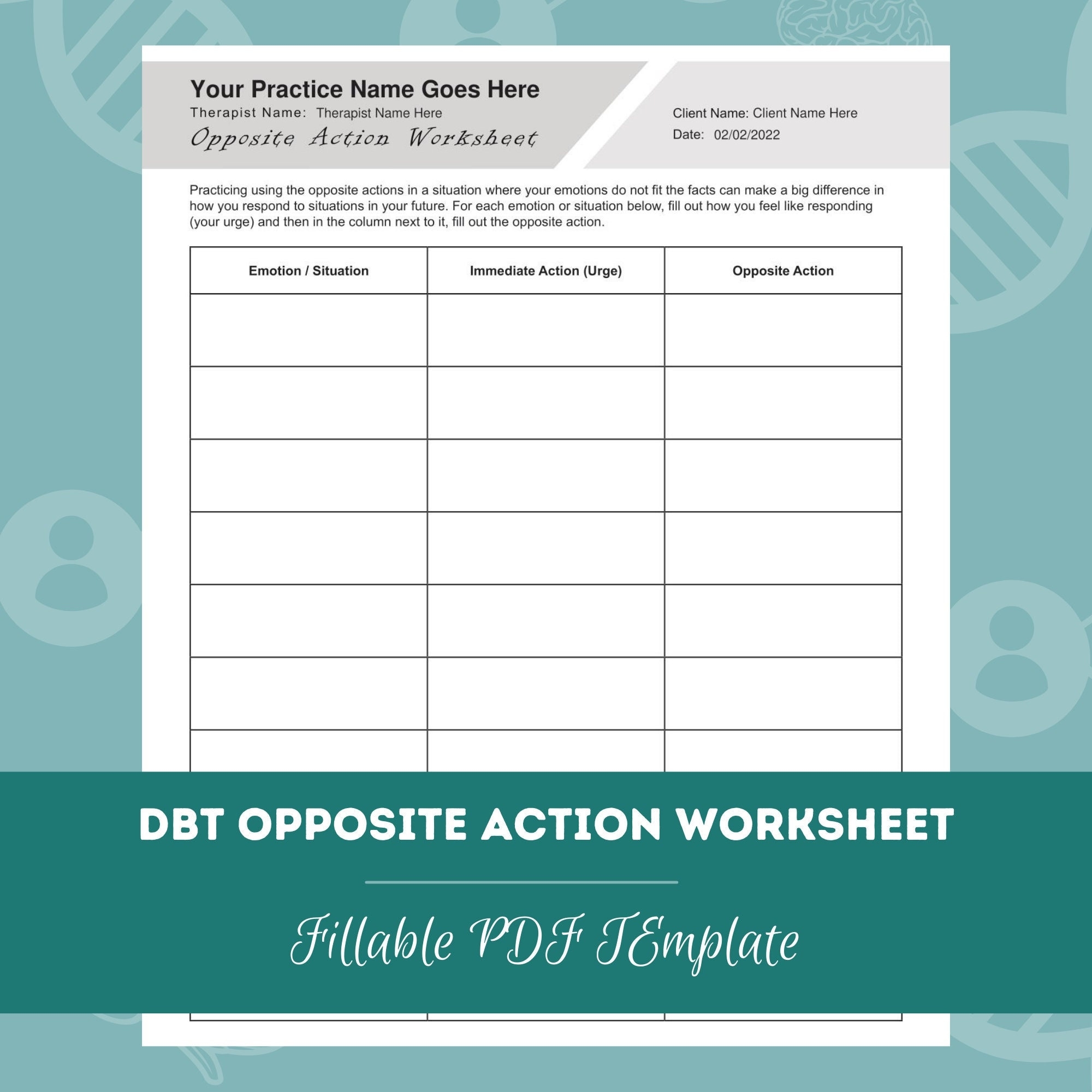 Dbt Opposite Action Worksheets