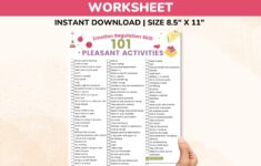 DBT Pleasant Activities List Worksheet emotion Regulation Skills Fillable Pdf dialectical Behavior Therapy Worksheet Etsy