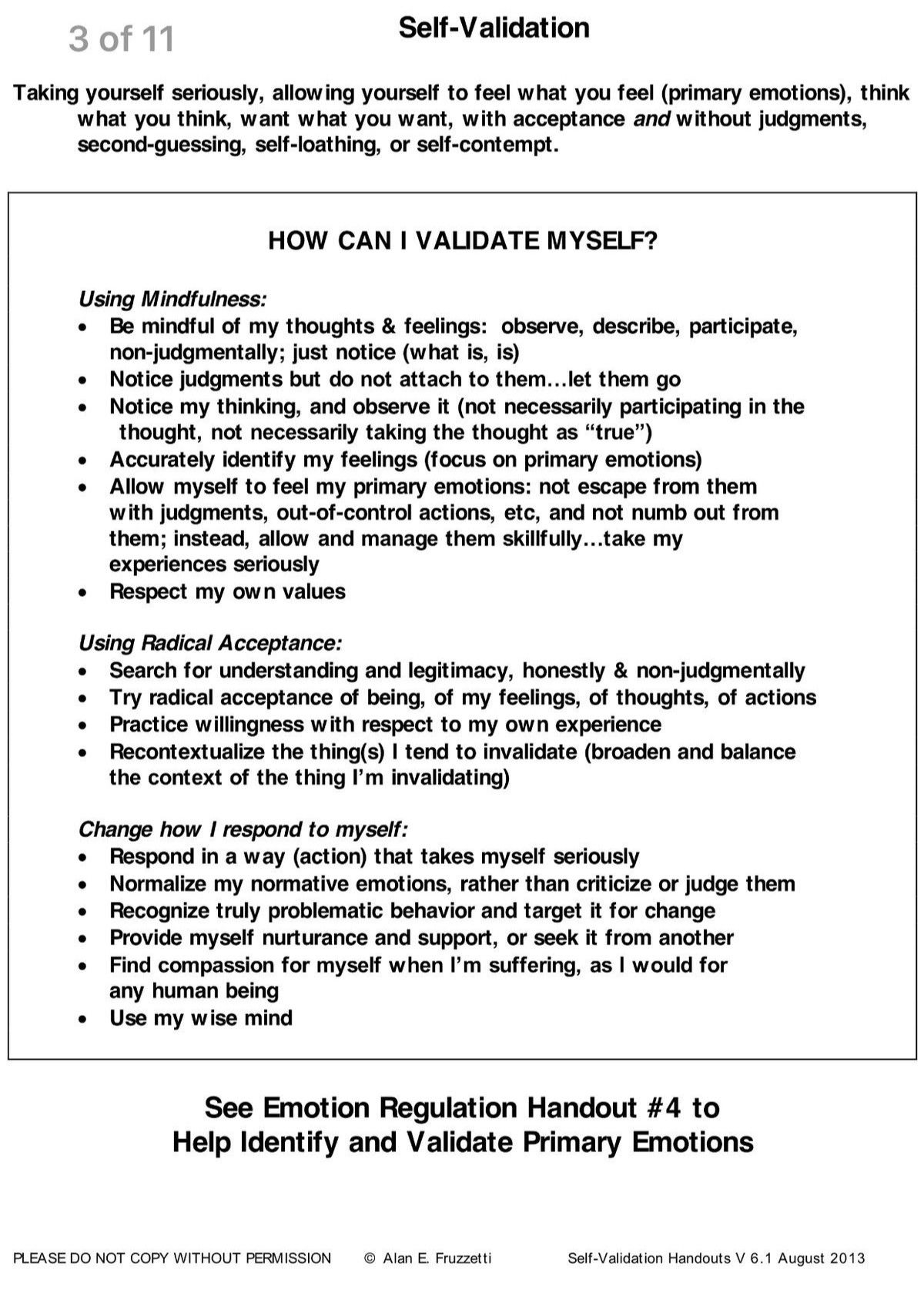 DBT Self Validation Of Emotion Self Help Tools Therapy Worksheets Dialectical Behavior Therapy Mental And Emotional Health