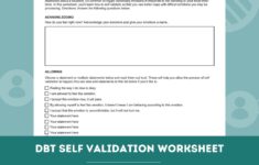 DBT Self Validation Worksheet Editable Fillable PDF Template For Counselors Psychologists Social Workers Therapists Etsy