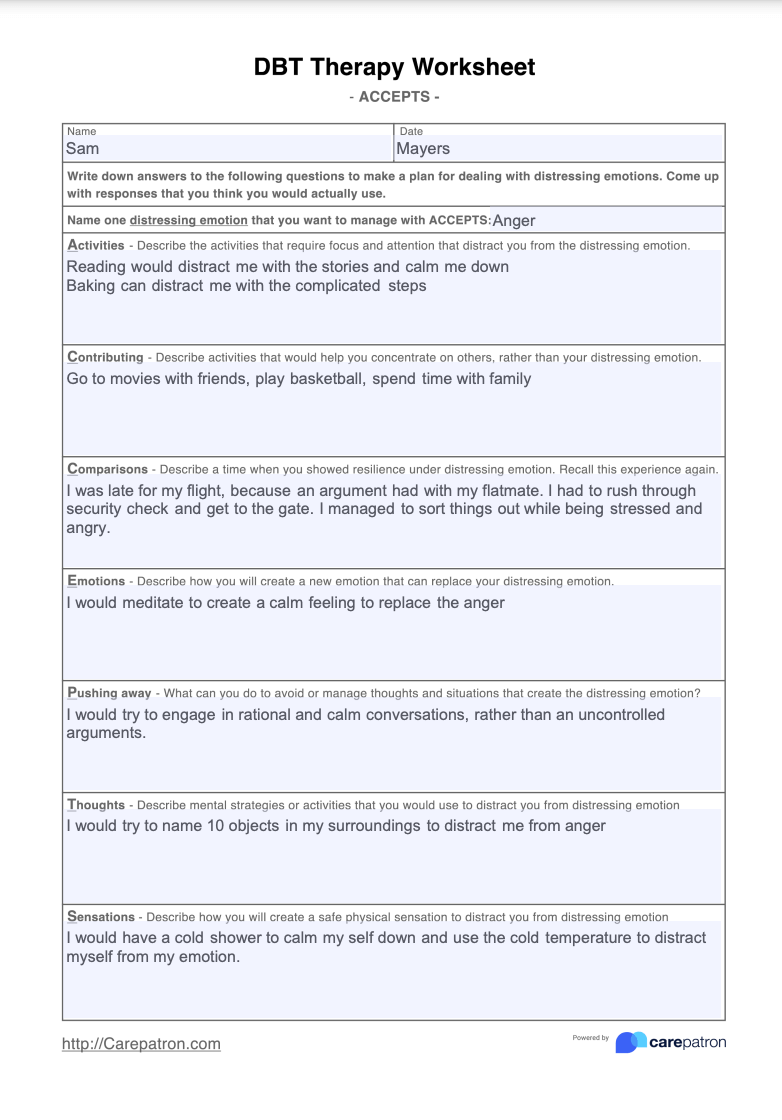 Dbt Depression Symptoms Worksheet