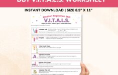 DBT VITALS Worksheet Fillable Pdf emotion Regulation Skills dialectical Behavior Therapy Worksheet Etsy