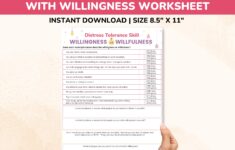 DBT Willingness Vs Willfulness Worksheet distress Tolerance Skills Fillable Pdf dialectical Behavior Therapy Worksheet Etsy