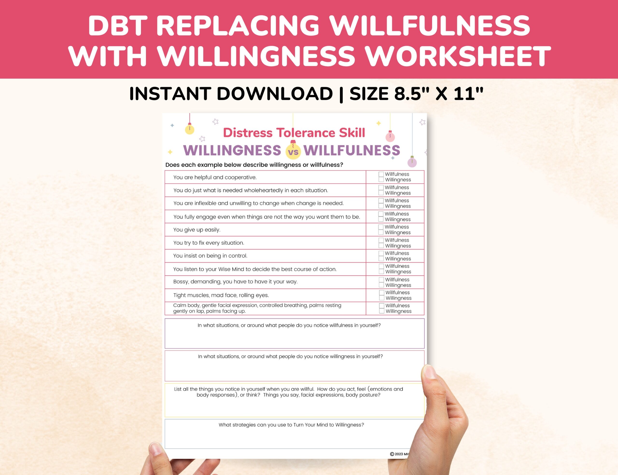 Willingness Dbt Worksheet