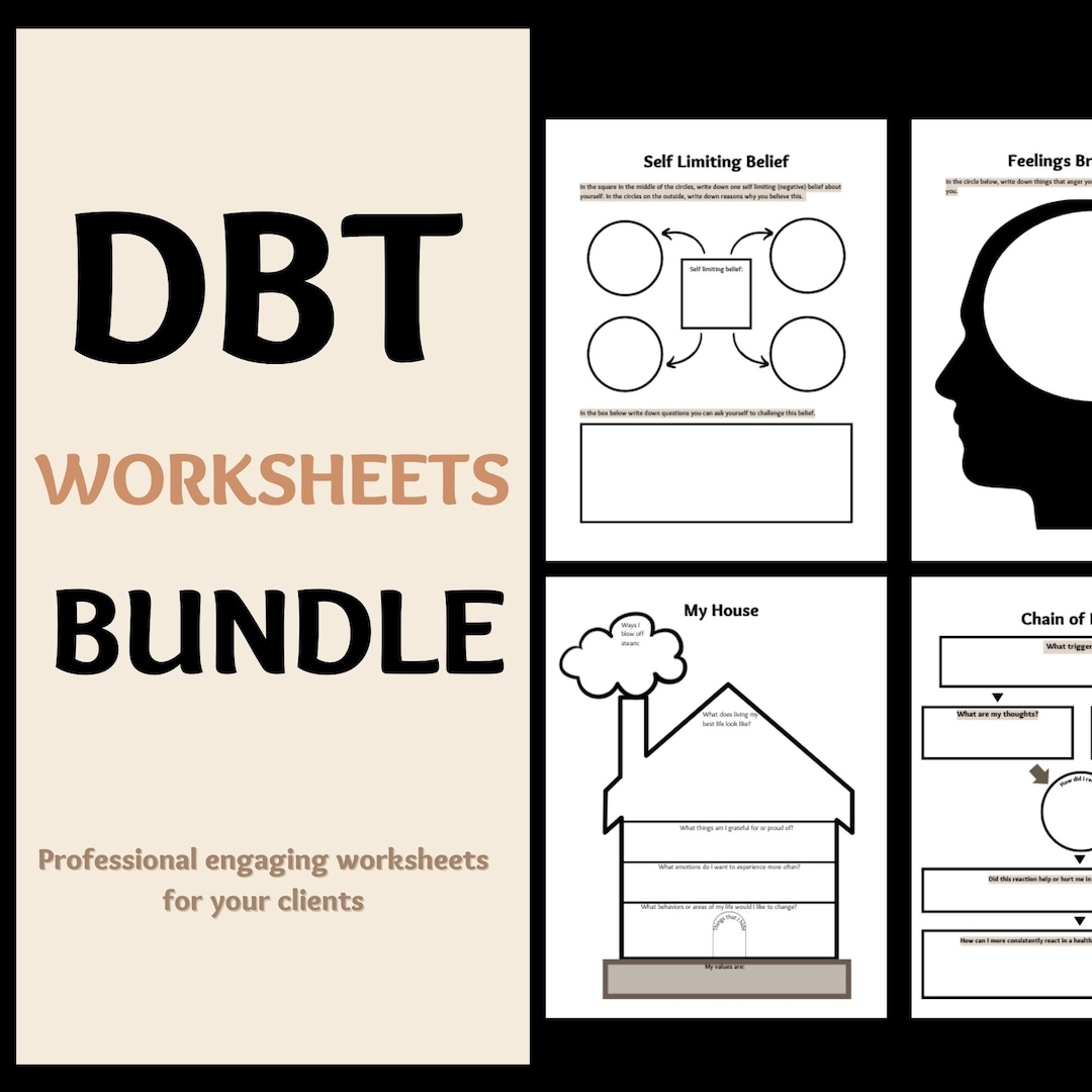 DBT Worksheet Bundle Therapy Worksheets DBT Skills DBT Workbook Therapy Tools Mental Health Printable Handout Therapist Resources Etsy