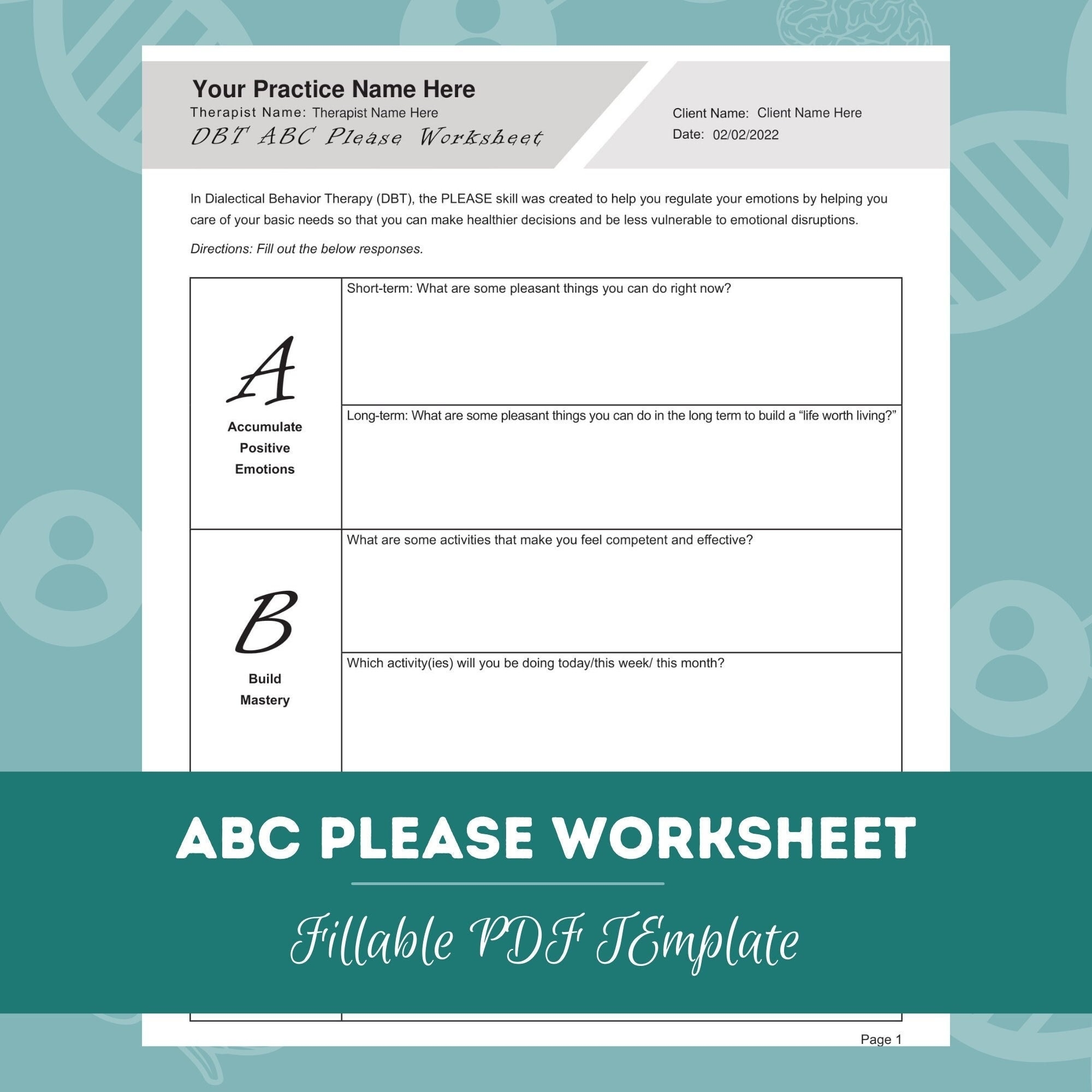 Using Dbt With Therapy Clients Worksheets