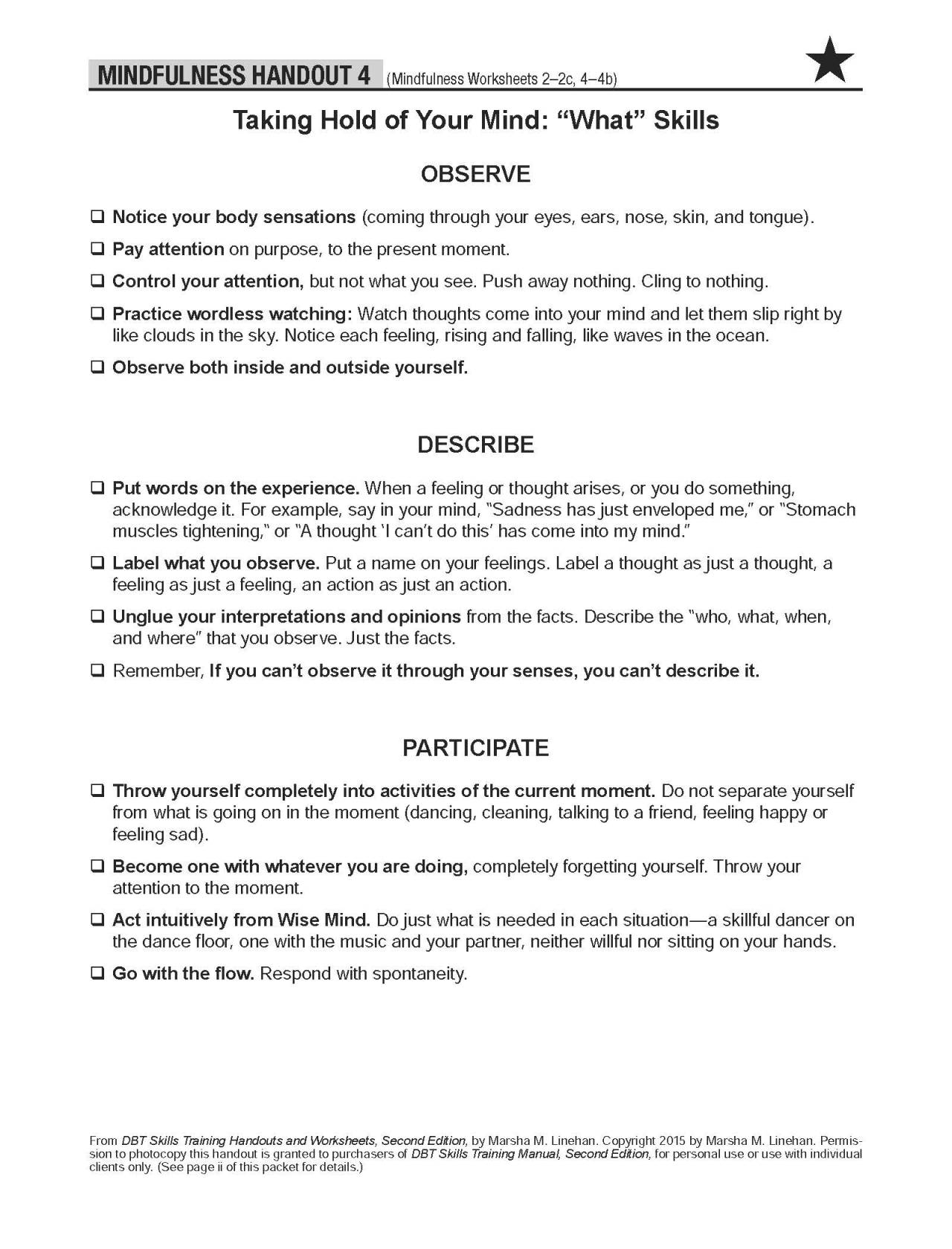 Mindfullness Dbt Worksheet