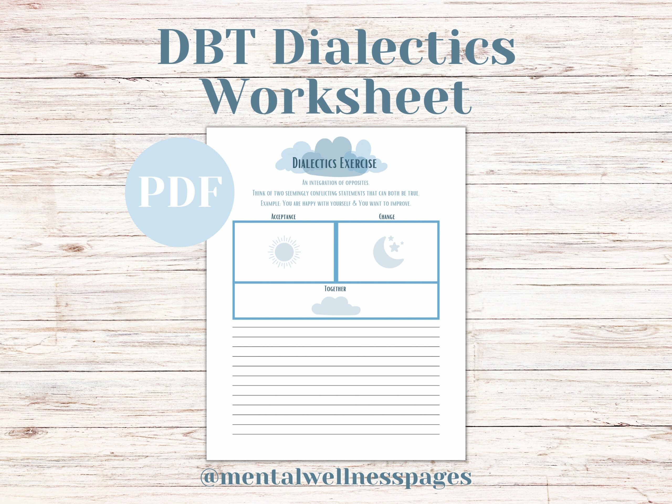 Dialectics Worksheet DBT Tool Dialectical Behavior Therapy Self help Growth Change Mental Health Tool Mental Wellness Etsy