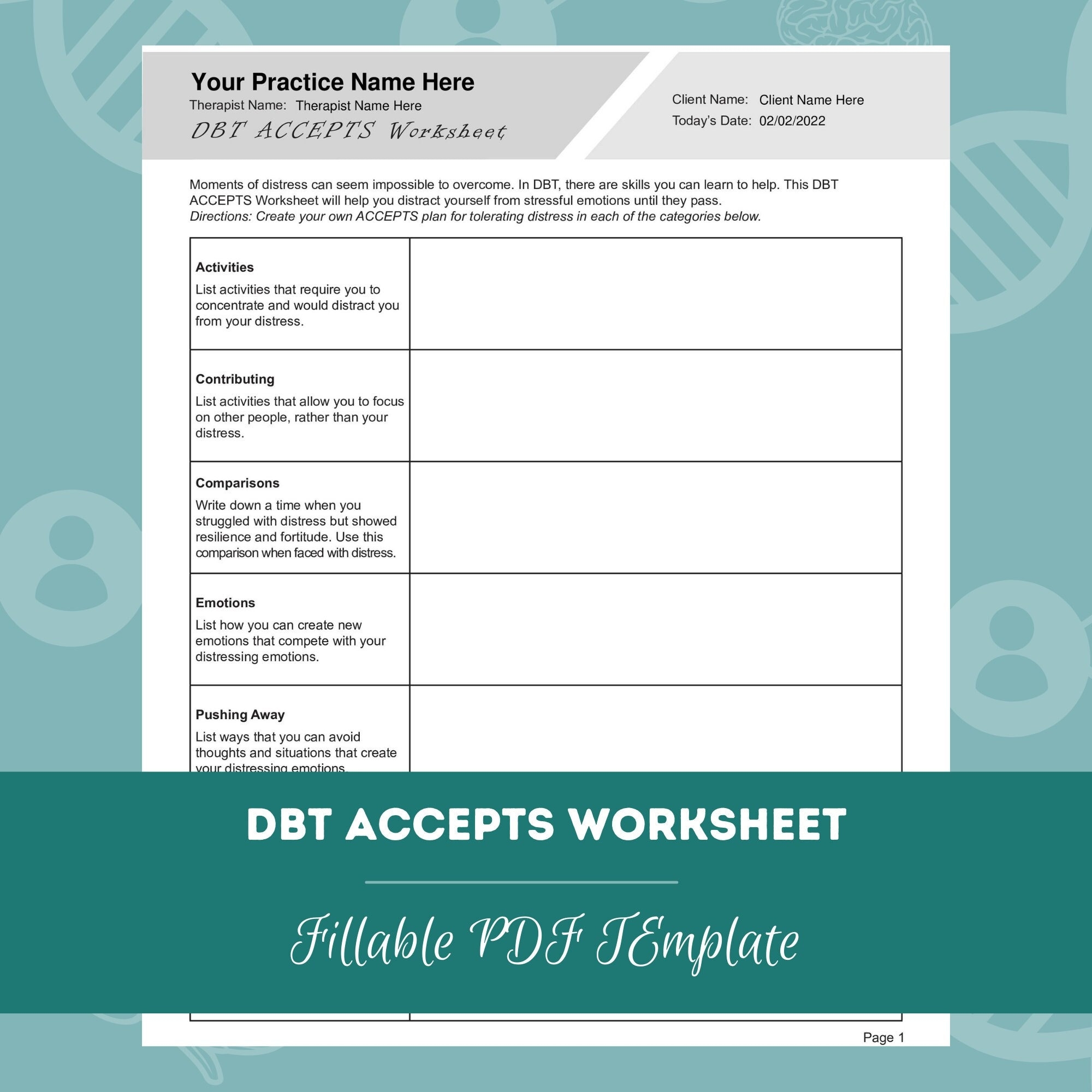 Distress Tolerance Worksheets Bundle Editable Fillable PDF Templates For Counselors Psychologists Social Workers Therapists Etsy Finland