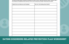 Eating Disorder Relapse Prevention Plan Worksheet Editable Fillable PDF For Counselors Psychologists Psychiatrists Therapists Etsy