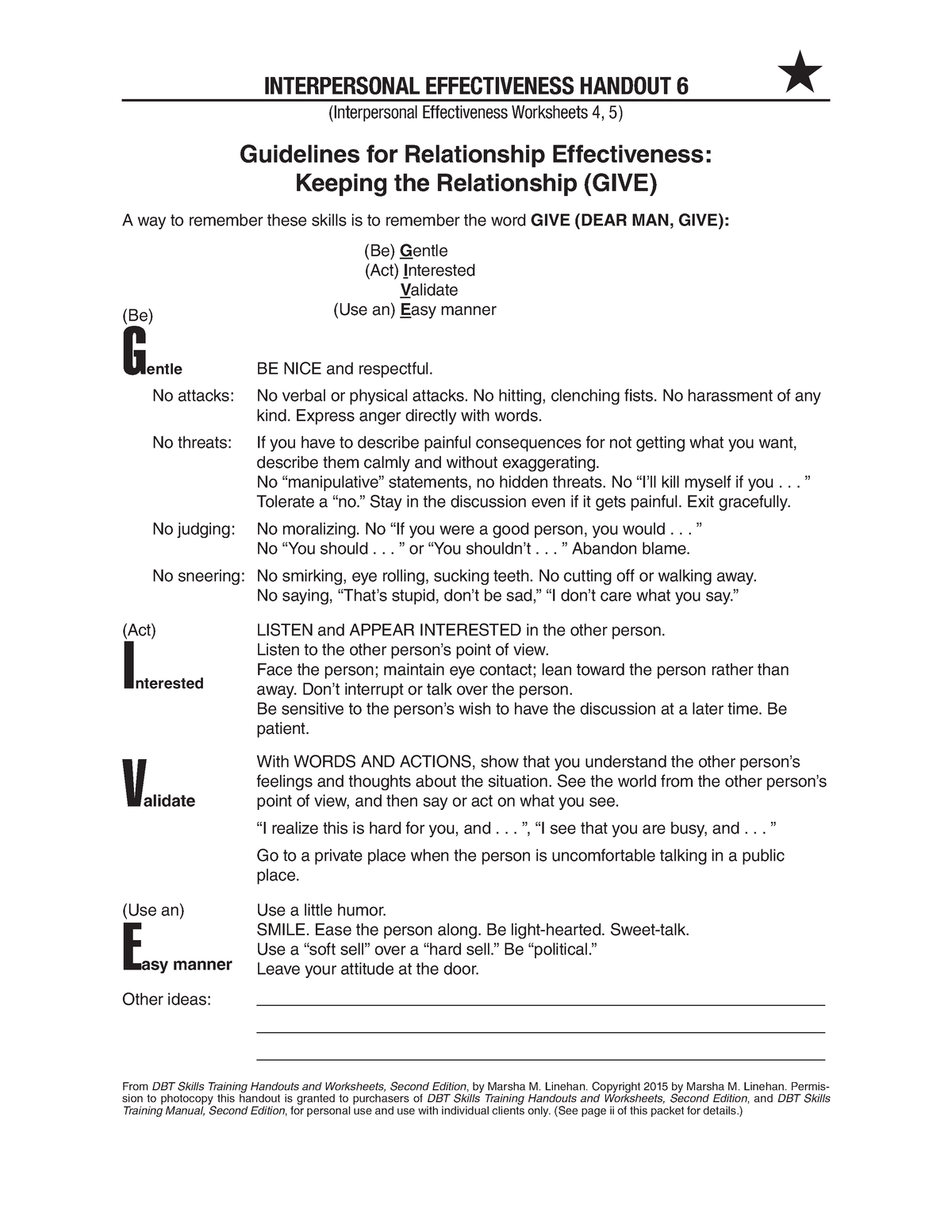Which Dbt Worksheet Focuses On Give Skills