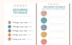 Grounding Exercise Worksheet Therapy Workbook Therapy Worksheets 5 4 3 2 1 Grounding Therapy Tools Therapy Resources Therapy Cbt Etsy