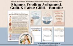 Guilt Vs Shame Mini Bundle Shame Worksheets Shame Guilt Journal Prompts Managing Emotions Emotional Regulation Affirmations For Shame Etsy