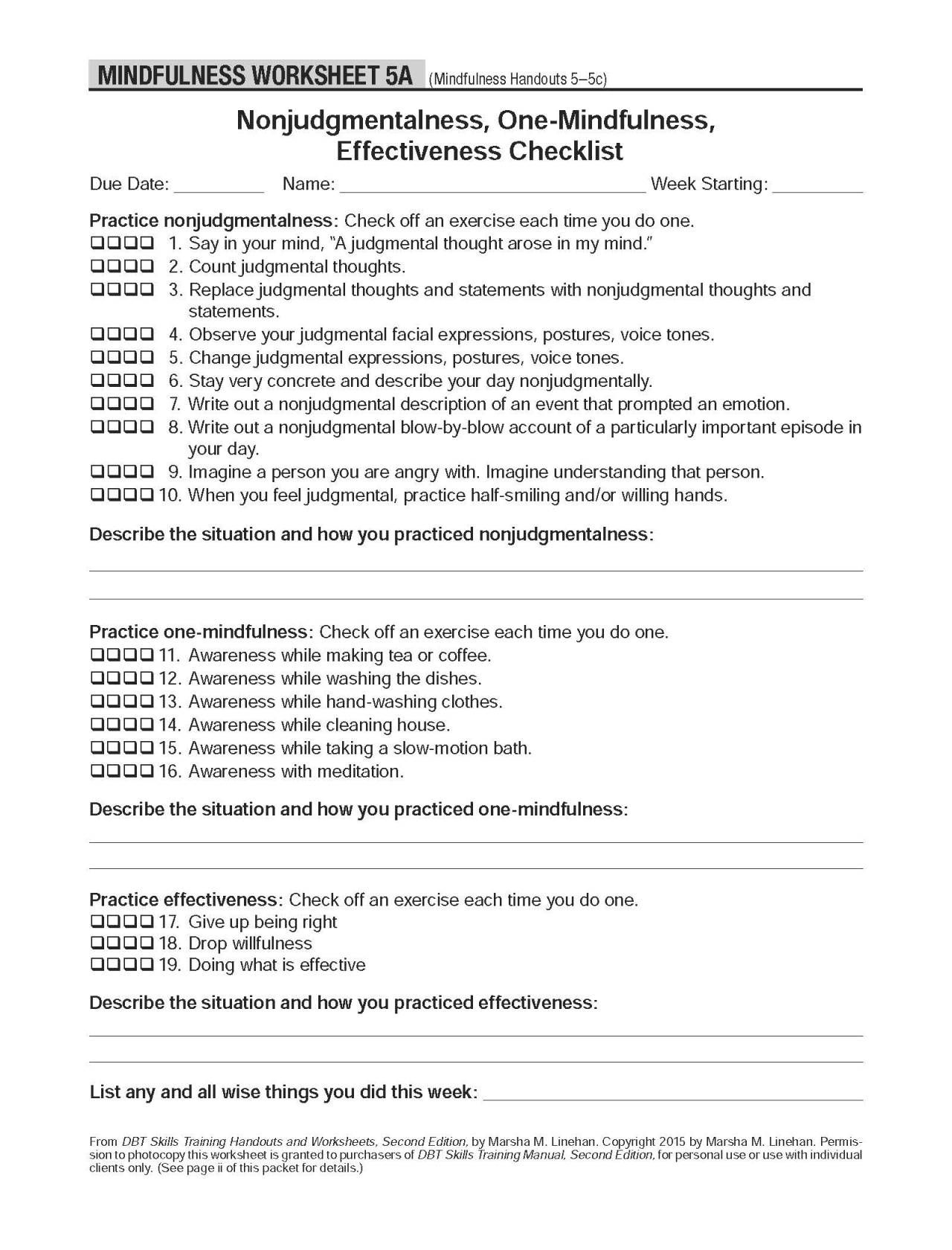 Image Result For Mindfulness DBT Skills Worksheet