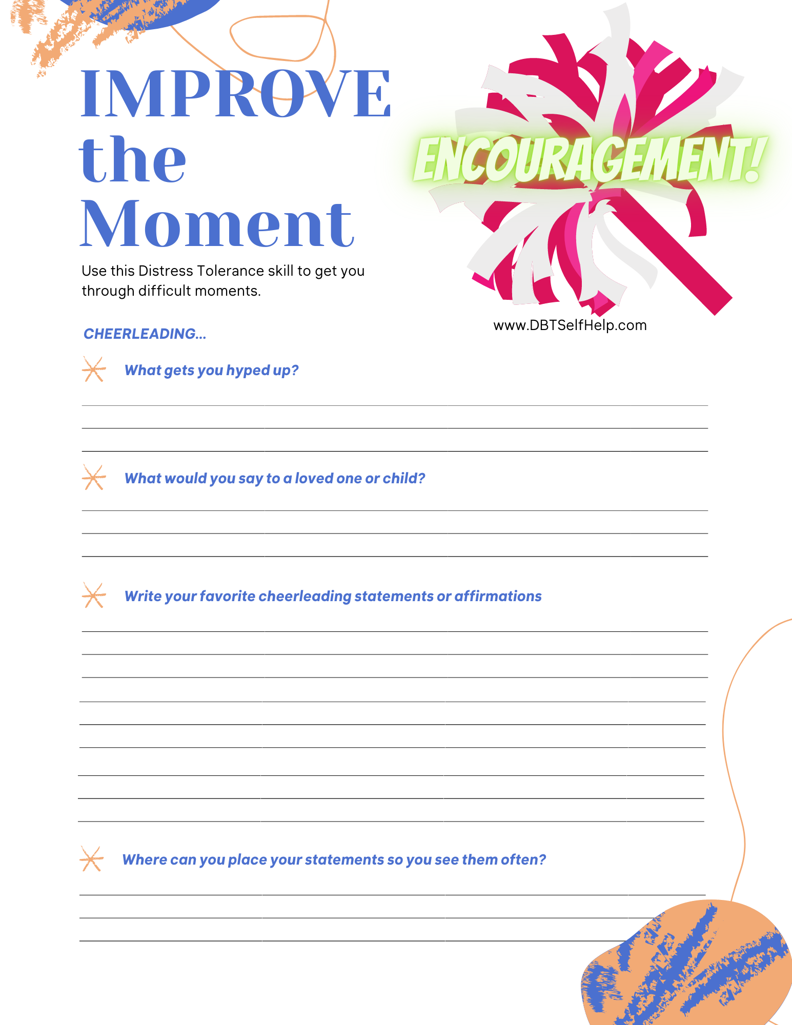 Improve The Moment Dbt Worksheet