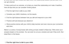 Interpersonal Parenting Tips Worksheet Example Free PDF Download