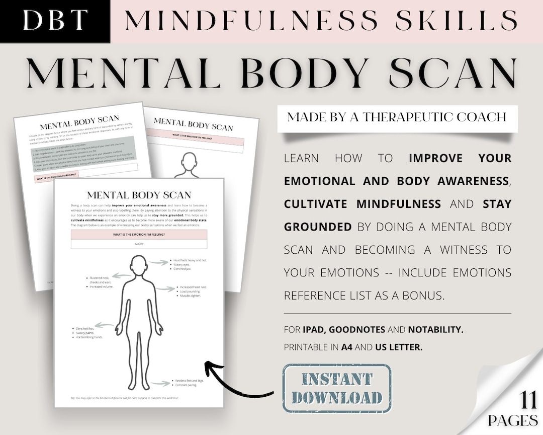 MENTAL BODY SCAN Mindfulness Meditation Activity Emotional Regulation Anxiety Coping Skill Dbt Mental Health Therapy Counselling Etsy