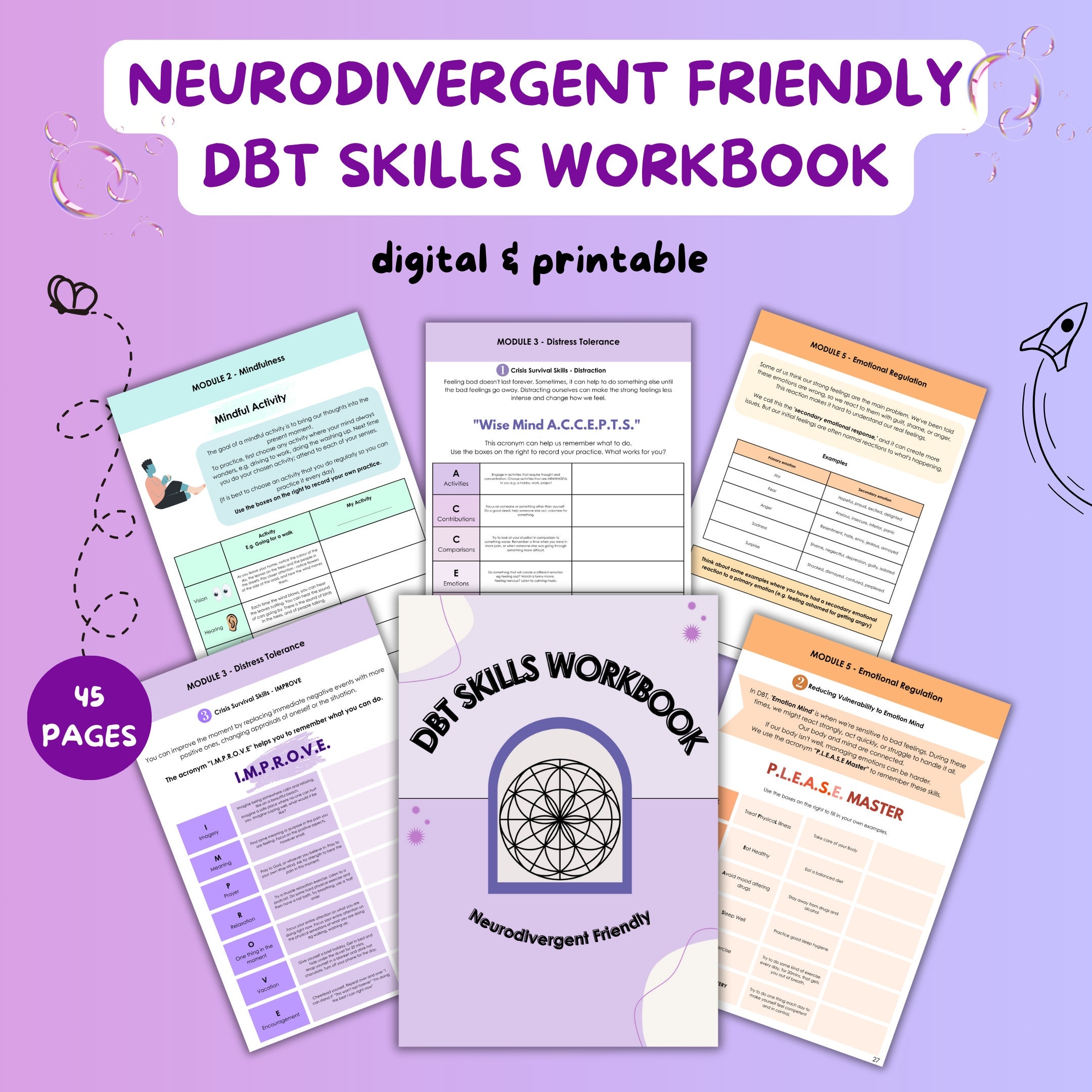 Neurodivergent Friendly DBT Worksheets DBT Skills Dbt Emotional Regulation Coping Skills Bpd Ptsd Autism Therapy Tools Dbt Therapy Etsy