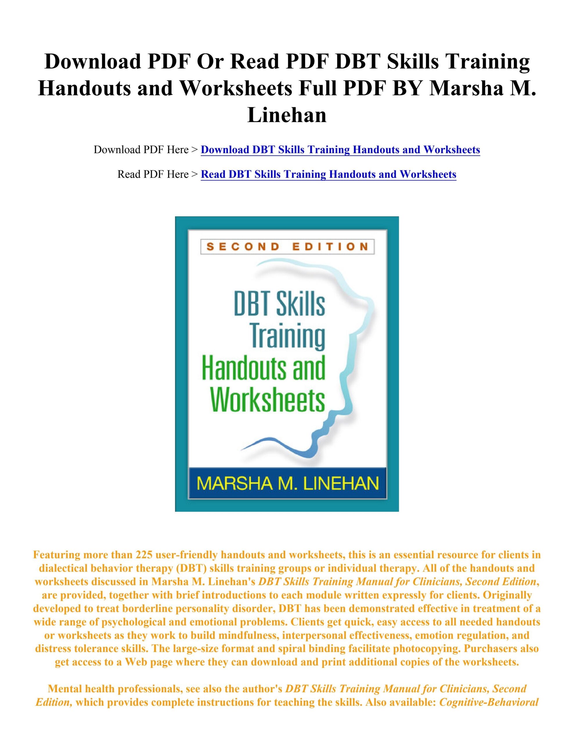 PDF Download DBT Skills Training Handouts And Worksheets Marsha M Linehan By Alyssafisken88 Issuu
