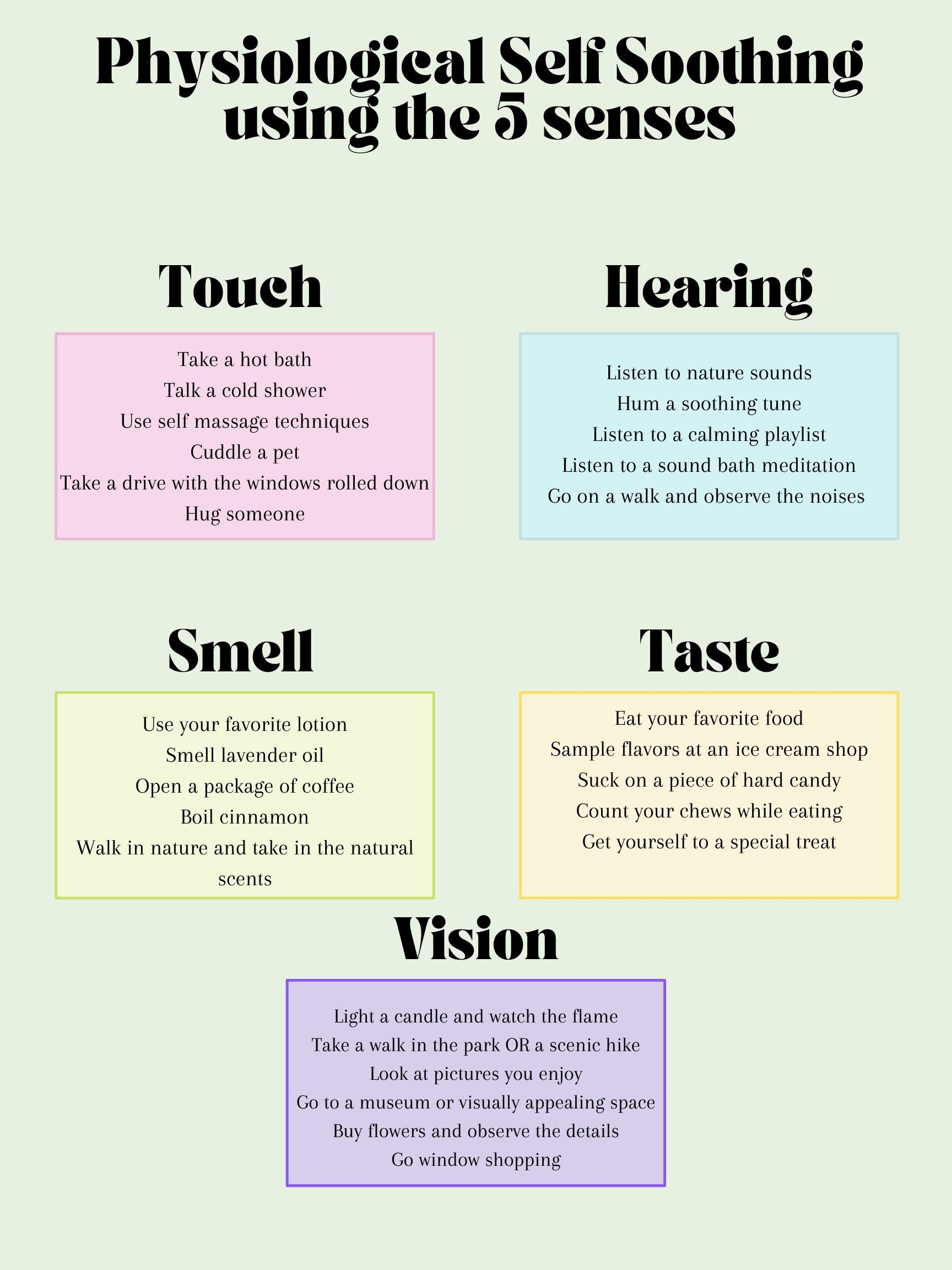 Physiological Self Soothing Techniques Etsy Denmark DBT Worksheets