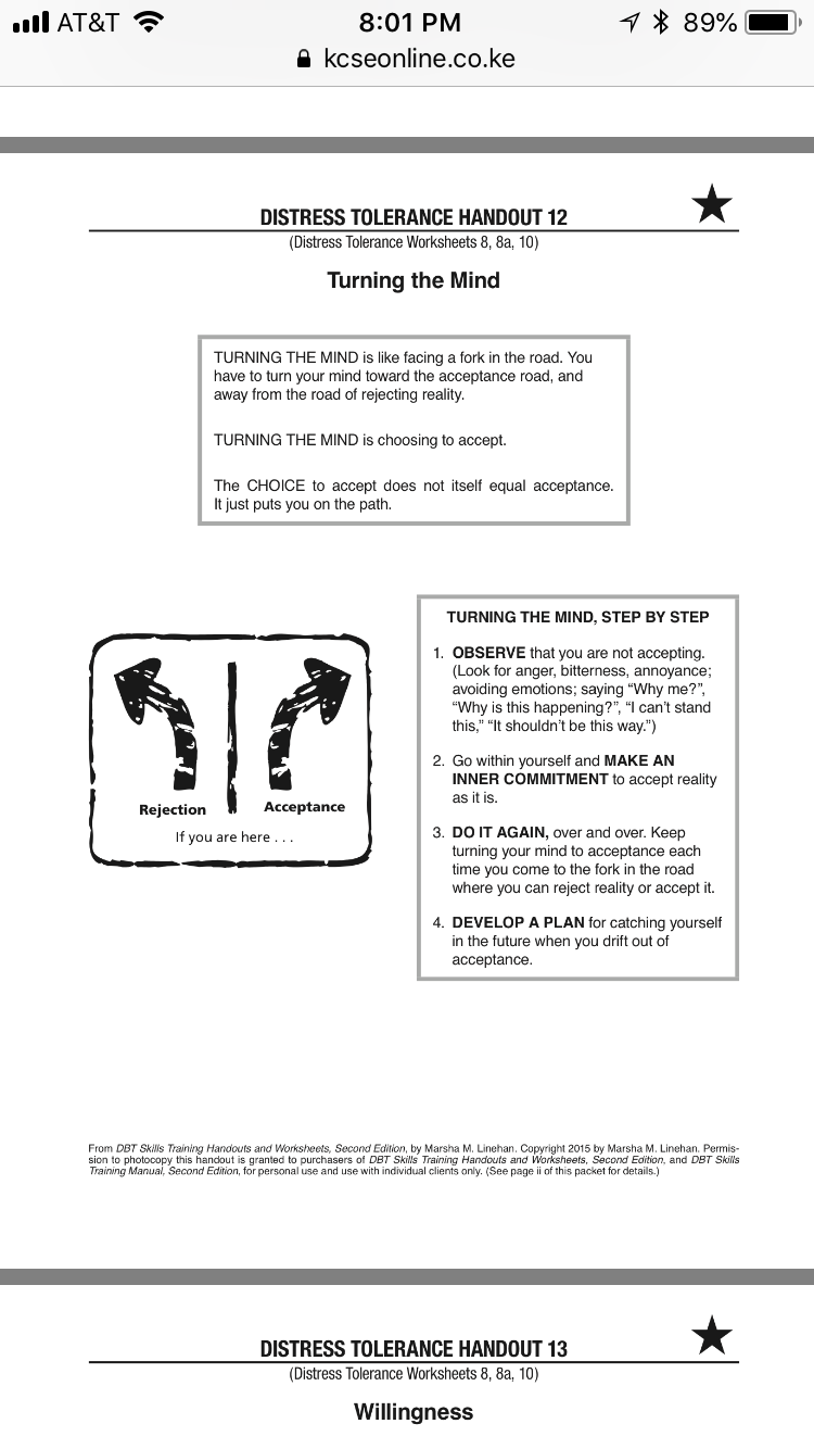 Dbt Turning The Mind Worksheet