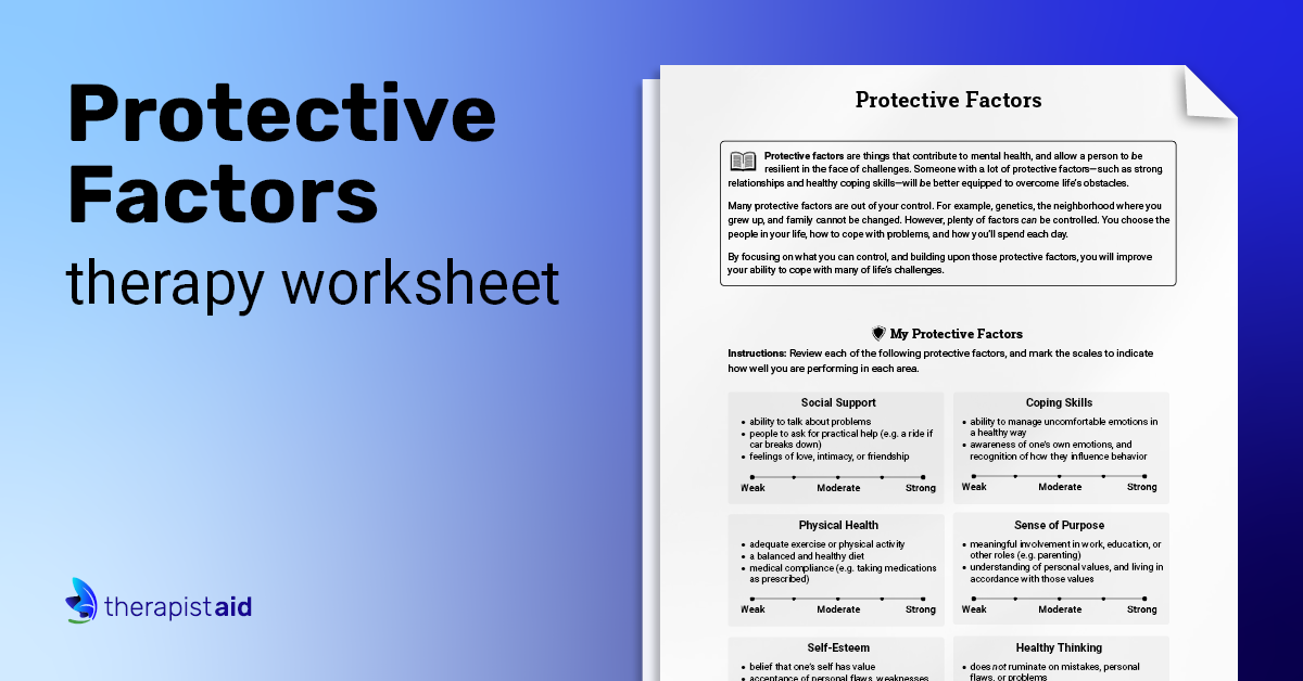 Protective Factors Worksheet Therapist Aid