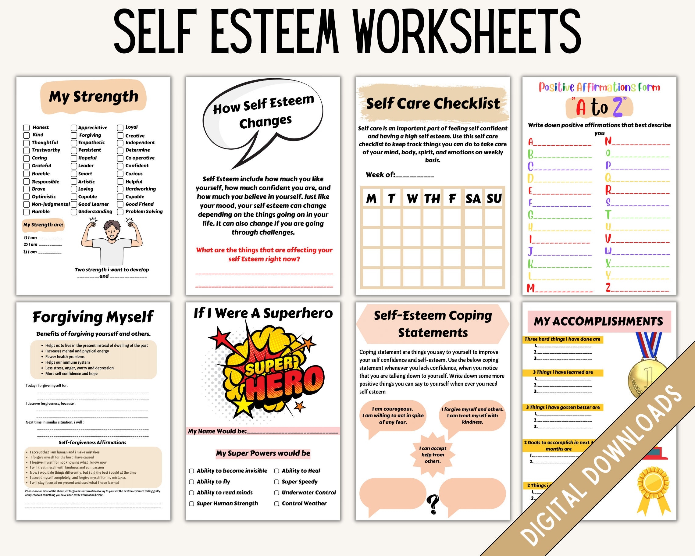 Self Esteem Workbook Self Esteem Journal CBT Worksheets Therapy Worksheets DBT Workbook Anxiety Workbook Therapy Tools PDF Etsy Israel