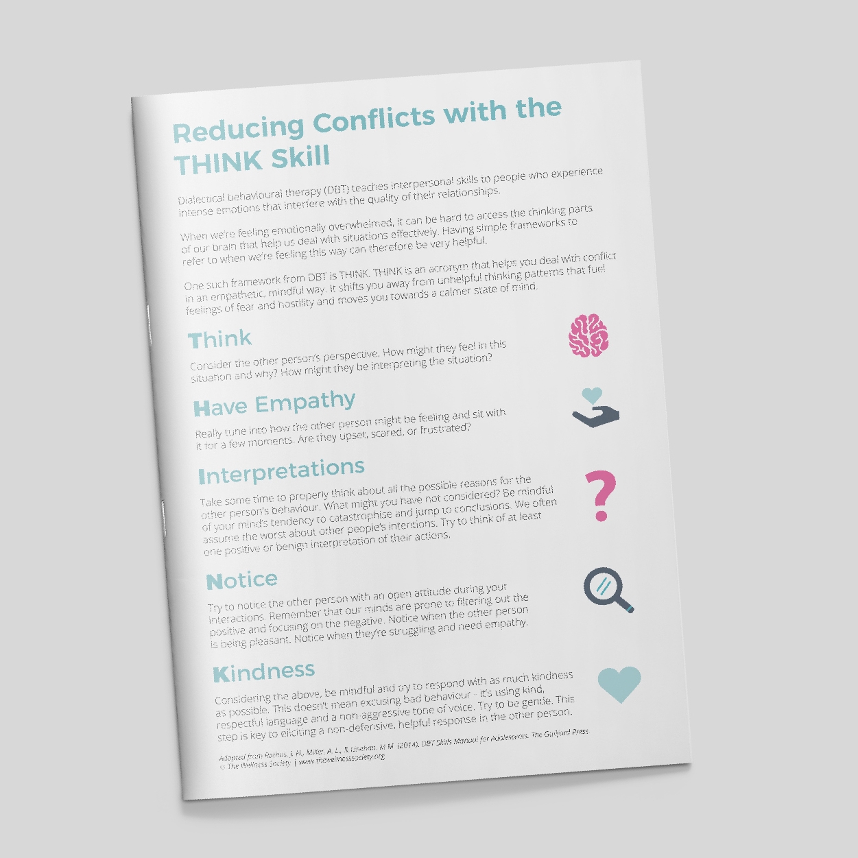 THINK Skill DBT A Simple Framework To Reduce Conflict DBT Therapy Worksheet The Wellness Society Self Help Therapy And Coaching Tools