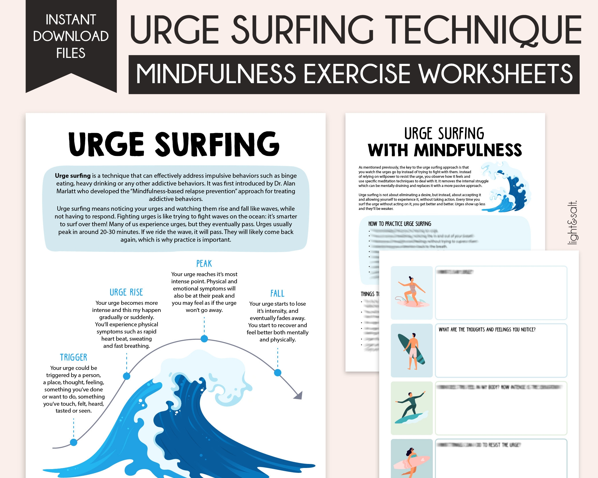 Urge Surfing Mindfulness Technique Therapy Worksheets Addiction Recovery Sobriety Substance And Abuse Drugs And Alcohol Crisis Plan Etsy Israel