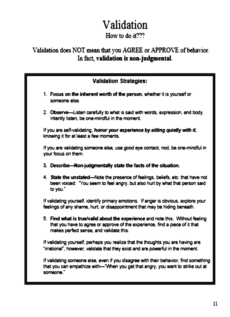 Self Validation Worksheet DBT