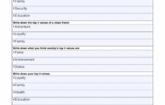 Values Worksheet Example Free PDF Download
