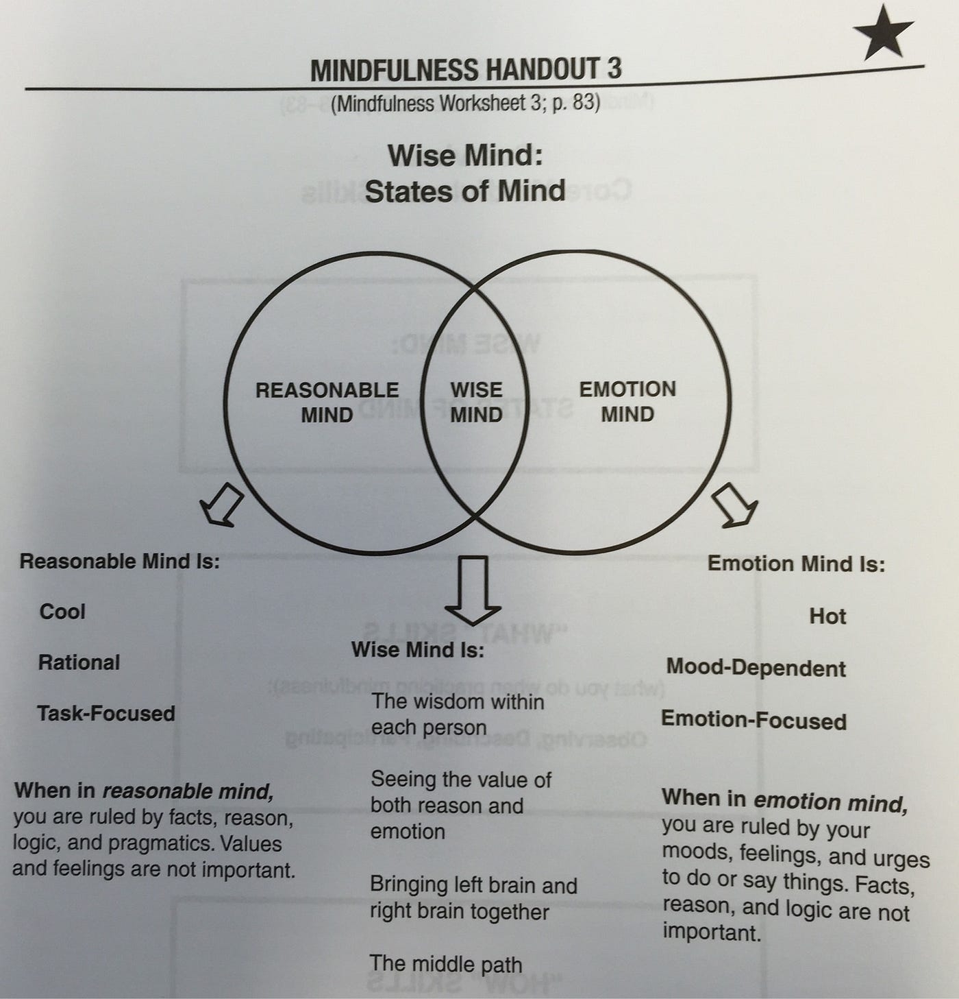 Wise Mind States Of Mind This Handout From DBT Skills Training By James Wakefield Medium