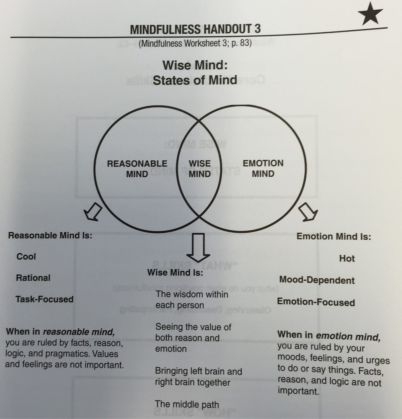 Wise Mind Worksheet Dbt